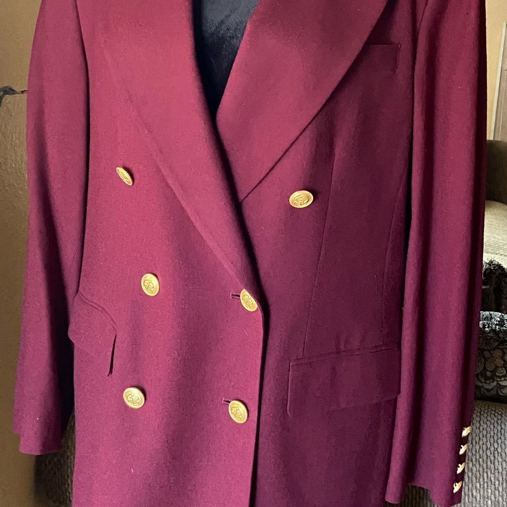 Talbots Pants Suit 100% pure wool in a rich burgundy/maroon color.